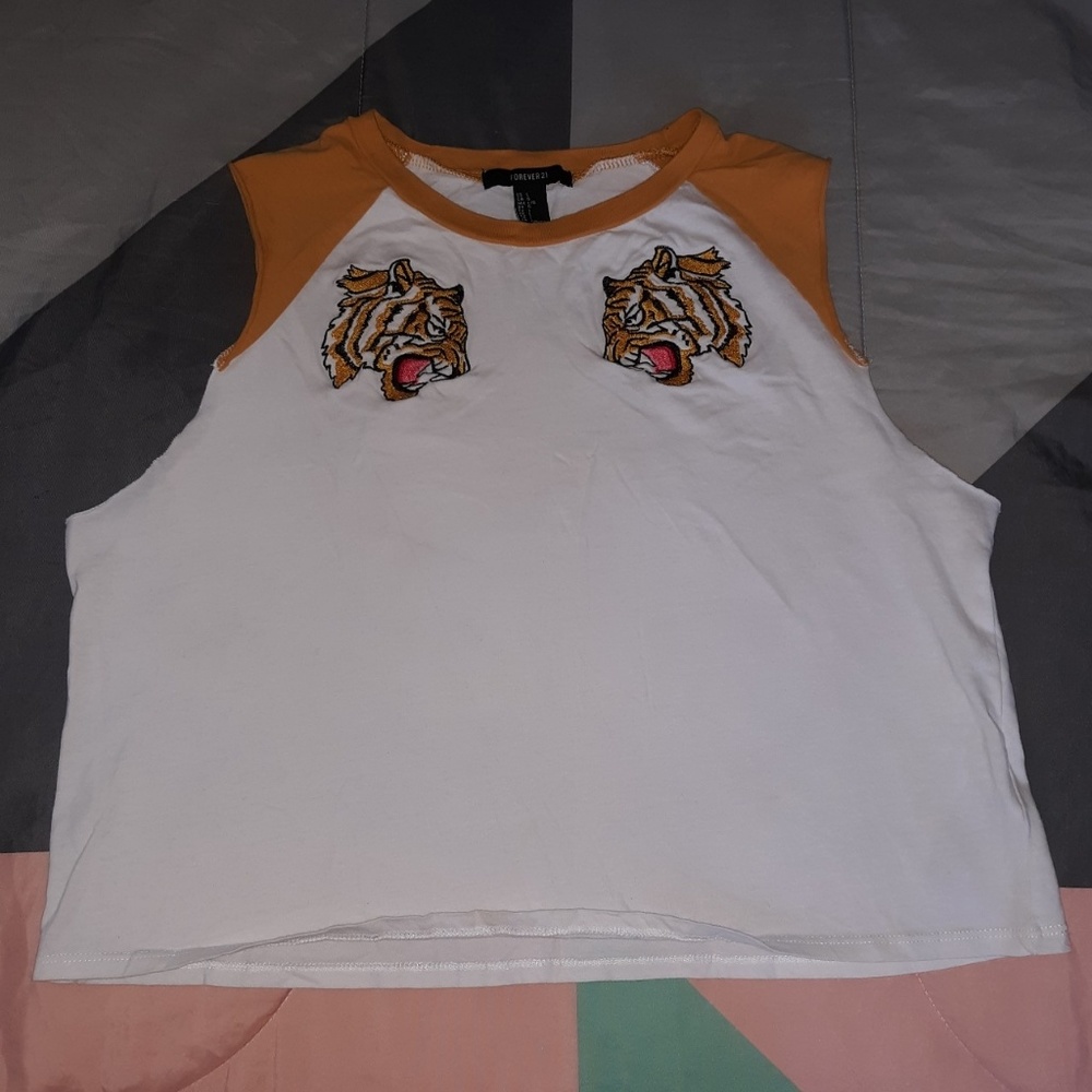 FOREVER 21 • mustard yellow tiger muscle tank top